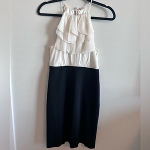 BCBG Max Azria white & black chiffon dress, size 6